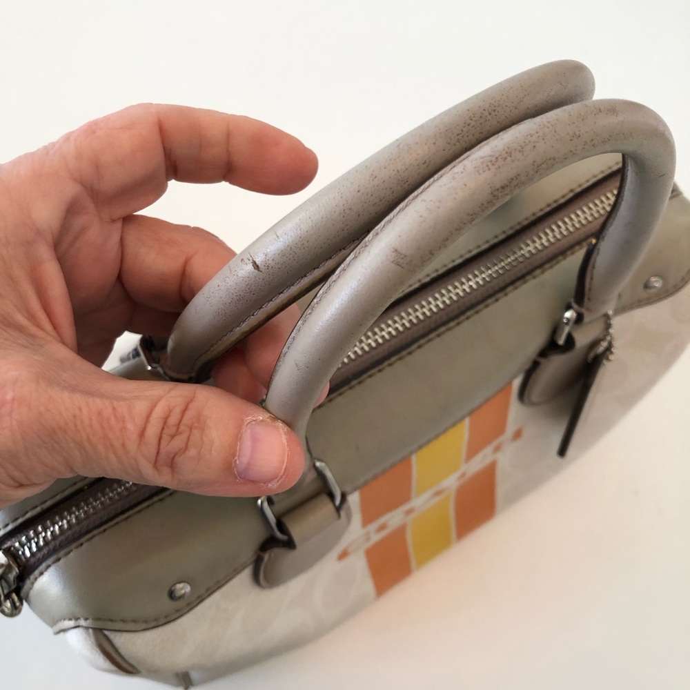 Coach Varsity Stripe Mini Bennett Satchel & Wristlet Cream Orange Yellow F38401 - Picture 4 of 17